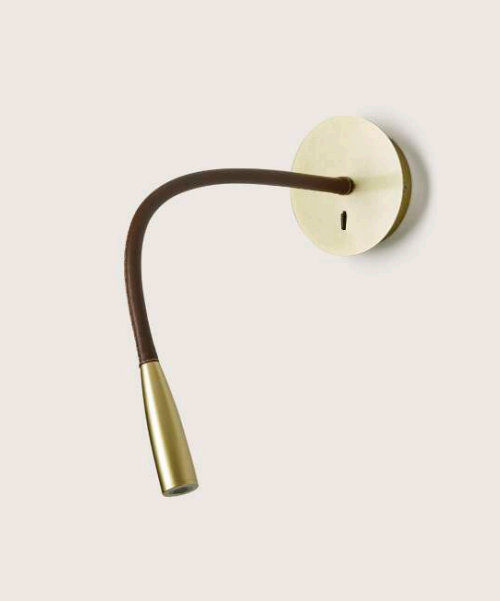 AROMAS FLEXI LEATHER Kinkiet Zintegrowany LED 5W 3000K 24-230V MATT BRASS/DARK BROWN LEATHER