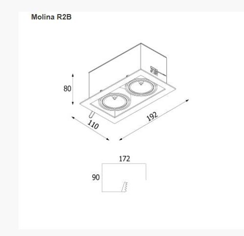 CLEONI MOLINA R2Bhd wpust stropowy 2x50W GU10 230V bia¸y sygna¸owy (mat struktura) RAL 9003