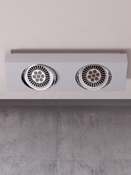 CLEONI MERIDA A2Sh AR111 stropowy max. 2x60W G53 12V/AC bia¸y sygna¸owy (mat struktura) RAL 9003