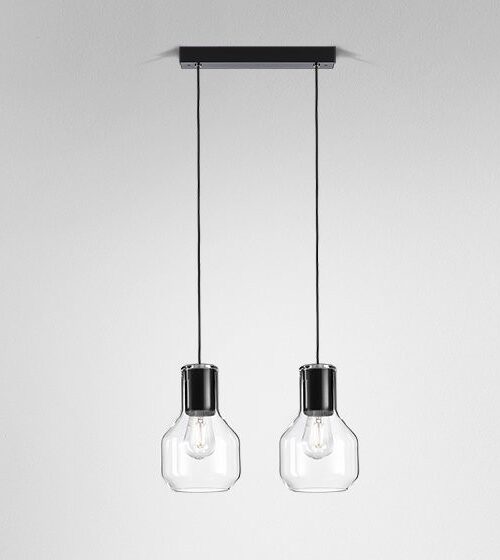 AQForm lampa wisząca MODERN GLASS Barrel TP E27 x2 Phase-Control czarny mat