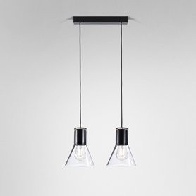 AQForm lampa wisząca MODERN GLASS Flared SP E27 x2 Phase-Control czarny mat