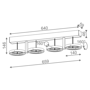 AQForm reflektor BARES 111x4 R Phase-Control biały mat