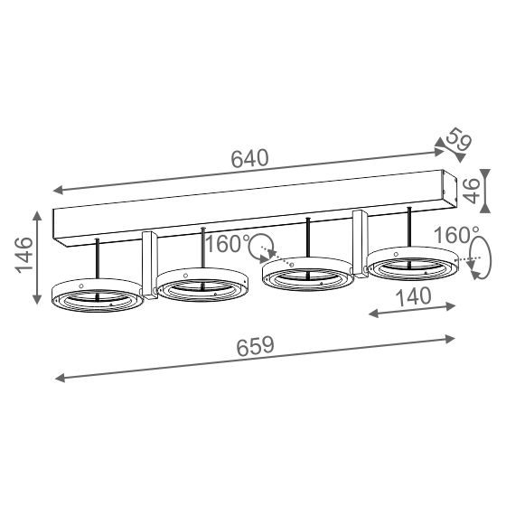 AQForm reflektor BARES 111x4 R Phase-Control biały mat