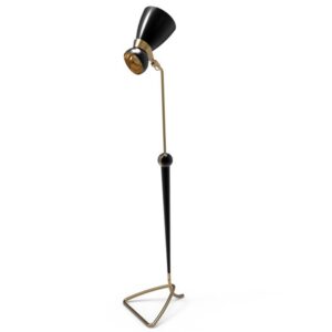 DelightFull Lampa podłogowa AMY mosiądz drewno aluminium