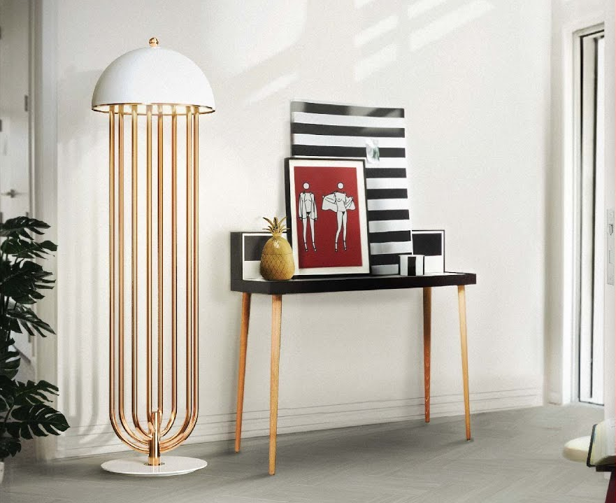 DelightFull Lampa podłogowa TURNER mosiądz aluminium led