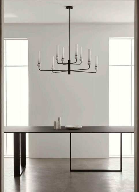 AROMAS DELIE Lampa wisząca 8xG9 5W 3000K  MATT BLACK / WHITE MARBLE / OPAL SHADES
