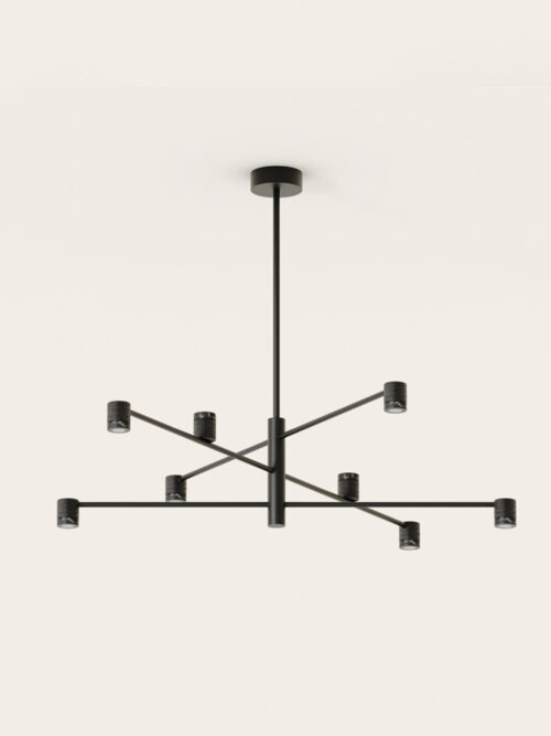 Lampa wisząca Tea XL szer. 130 cm czarna marmurowe klosze