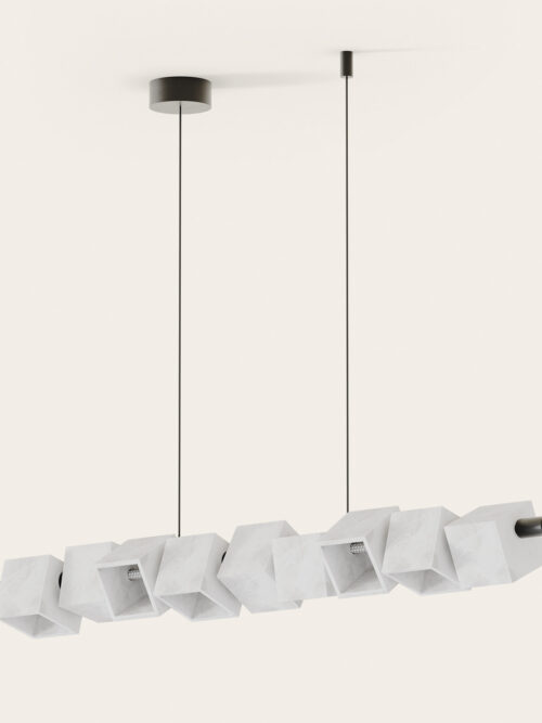 Lampa wisząca Cubic  klosz alabaster /czarny metal