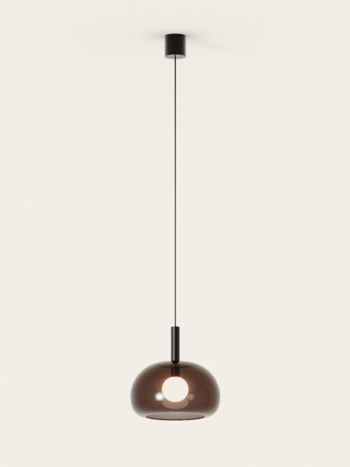 Lampa wisząca Cloud szer. 25 cm klosz  brązowy / czarny metal