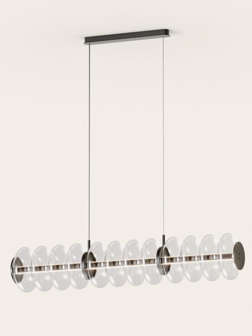 Lampa wisząca Vitree L szer. 105 cm transparentne szkło / czarny metal