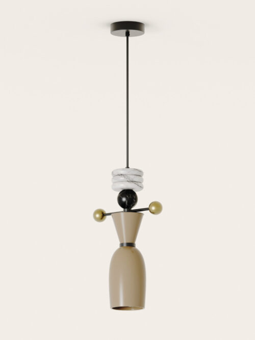 Lampa wisząca Nuro beżowa taupe / biały marmur