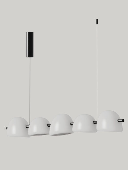 Lampa wisząca Lada 5 szer. 100 cm biała ceramika / czarny metal