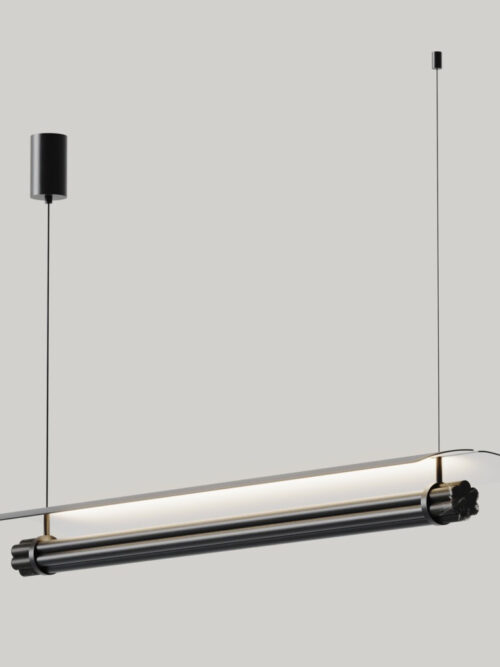Lampa wisząca Tasta szer. 108 cm czarny metal / czarny marmur