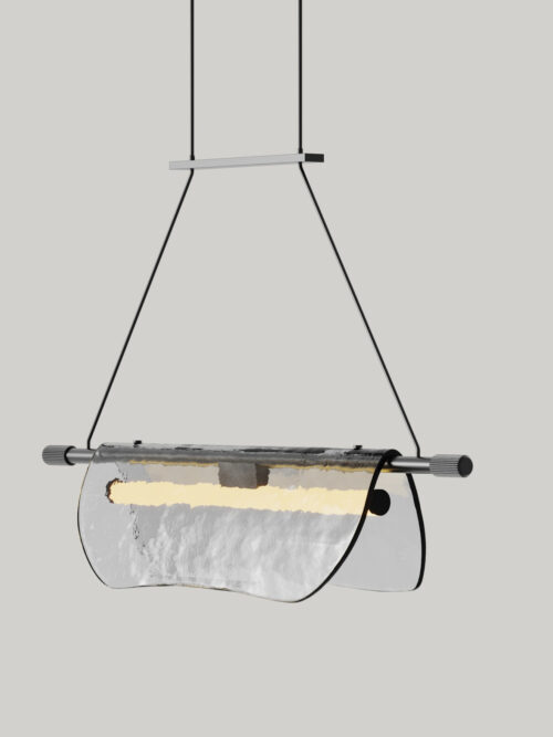 Lampa wisząca Lida szer. 80 cm transparentne szkło