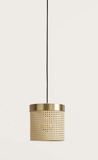 Lampa wisząca Ptan złota rattan śr. 25 cm