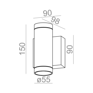 AQForm Kinkiet PEX up&down LED 230V M830 35° hermetic IP55 11,5W 3000K Phase-Control antracyt