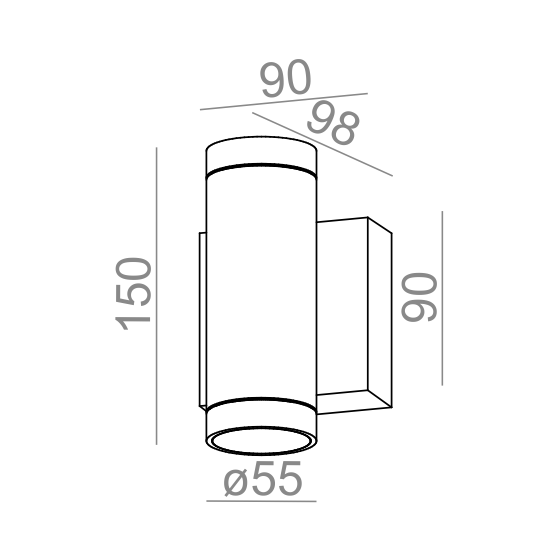 AQForm Kinkiet PEX up&down LED 230V M830 35° hermetic IP55 11,5W 3000K Phase-Control antracyt