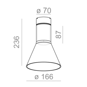 AQForm Lampa natynkowa MODERN GLASS Flared TR LED 230V M930 Phase-Control alu mat