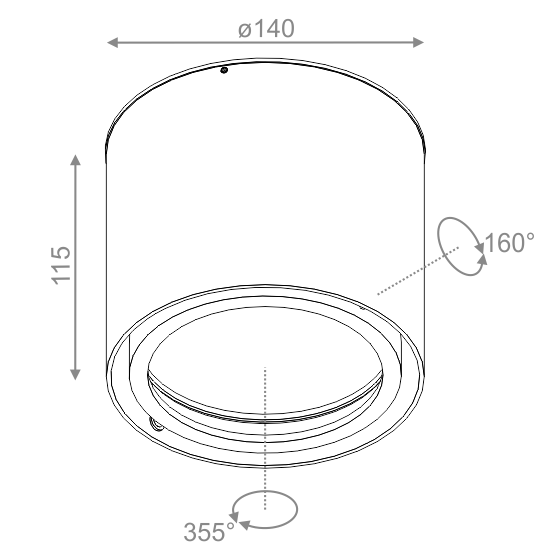 AQForm Lampa natynkowa TUBA 111 11 230V Phase-Control biały mat