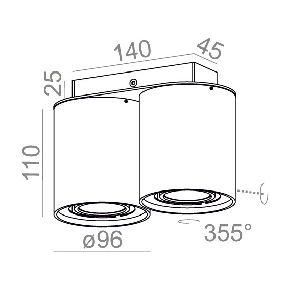 AQForm Lampa natynkowa TUBA distance 50x2 LED 230V M930 36° Phase-Control biały mat