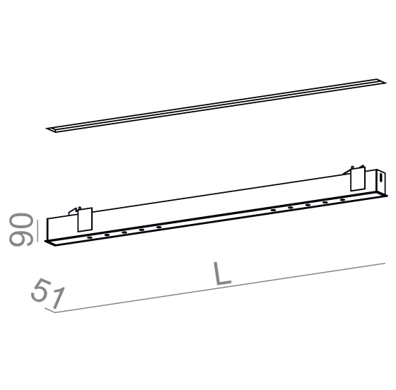 AQForm lampa wpuszczana LENS LINE 96 LED section L930 54° biały mat
