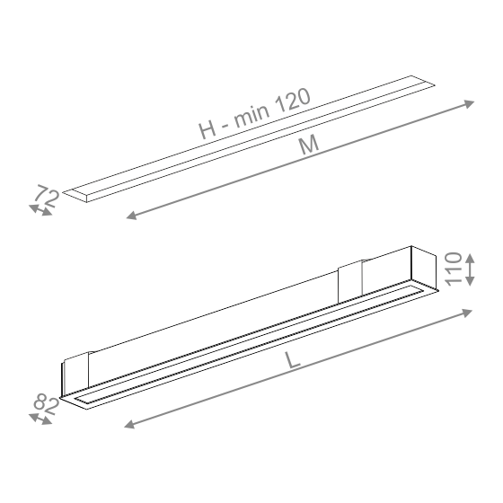 AQForm lampa wpuszczana SET ALULINE 58 LED L930 czarny mat
