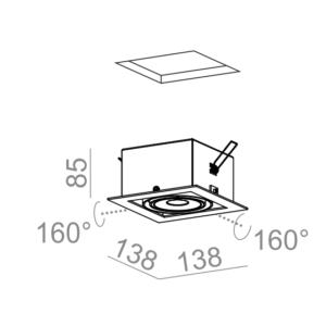 AQForm lampa wpuszczana SQUARES 70x1 QRLED lens L930 34° biały mat