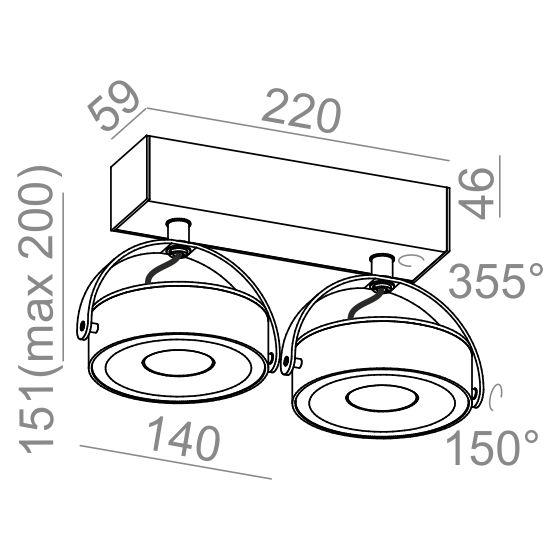 AQForm reflektor CERES 111x2 R QRLED L930 38° biały mat
