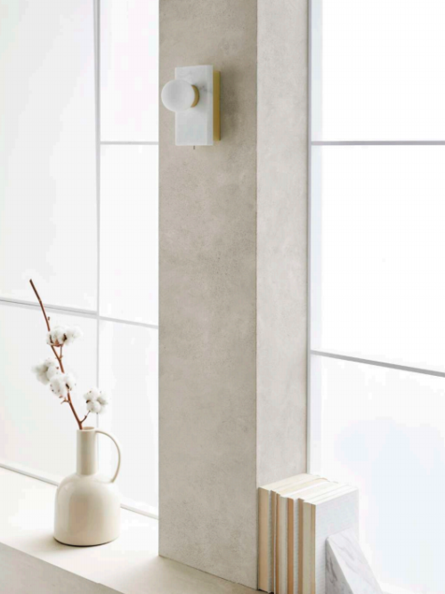 AROMAS LAN Kinkiet LED Zintegrowany 3W 2700 MATT BRASS/WHITE MARBLE/OPAL SHADE