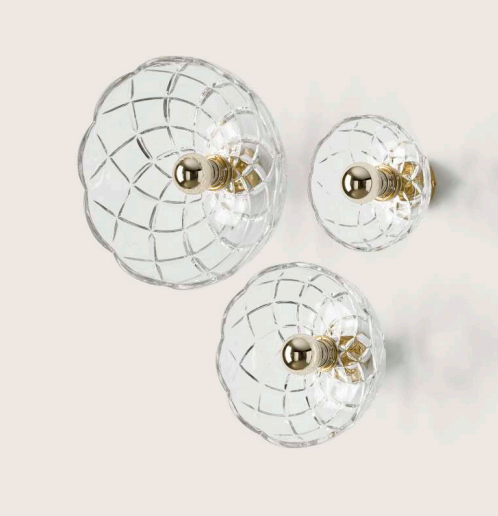 AROMAS LOTTO Kinkiet 1XE14 LED 2W 2700K 1/2 GOLD 200MM CLEAR GLASS/SHINNY GOLD