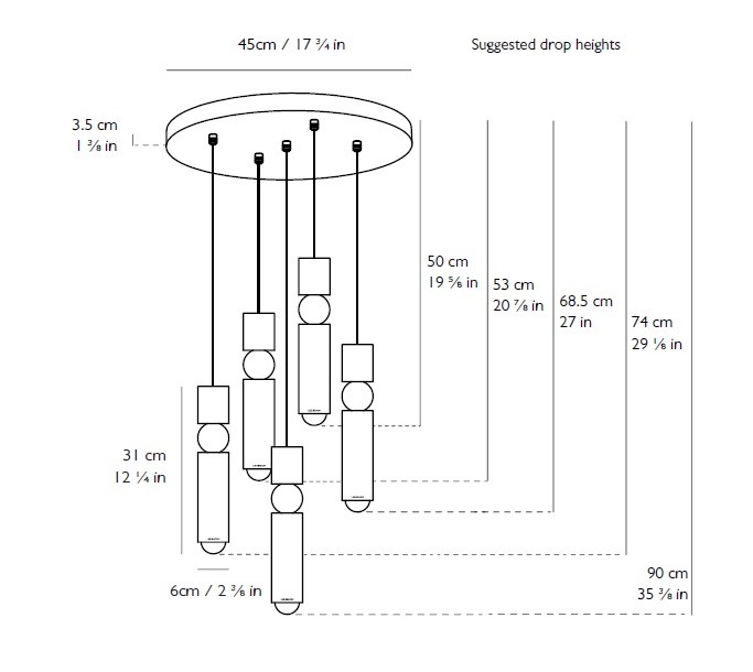 FULCRUM CHANDELIER 5 PIECE