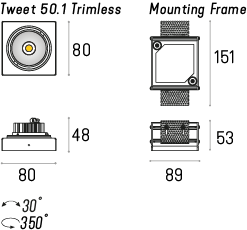 LABRA lampy wpuszczane TWEET 50.1 Trimless mini.LED On-Off