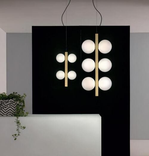 Vesoi lampa wisząca ICS natural raw brass - white - opal